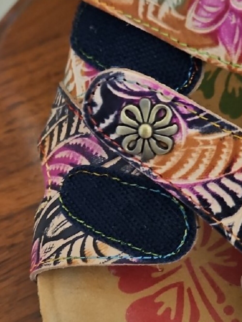 L'ARTISTE BOHO CHIC FLORAL WEDGE LEATHER SANDALS SIZE 39/ US 8.5 - Picture 8 of 9